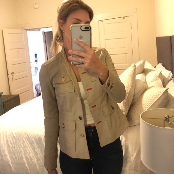 Tory Burch Tan/Beige Genuine Leather Jacket - Sz 0 - Picture 6 of 6